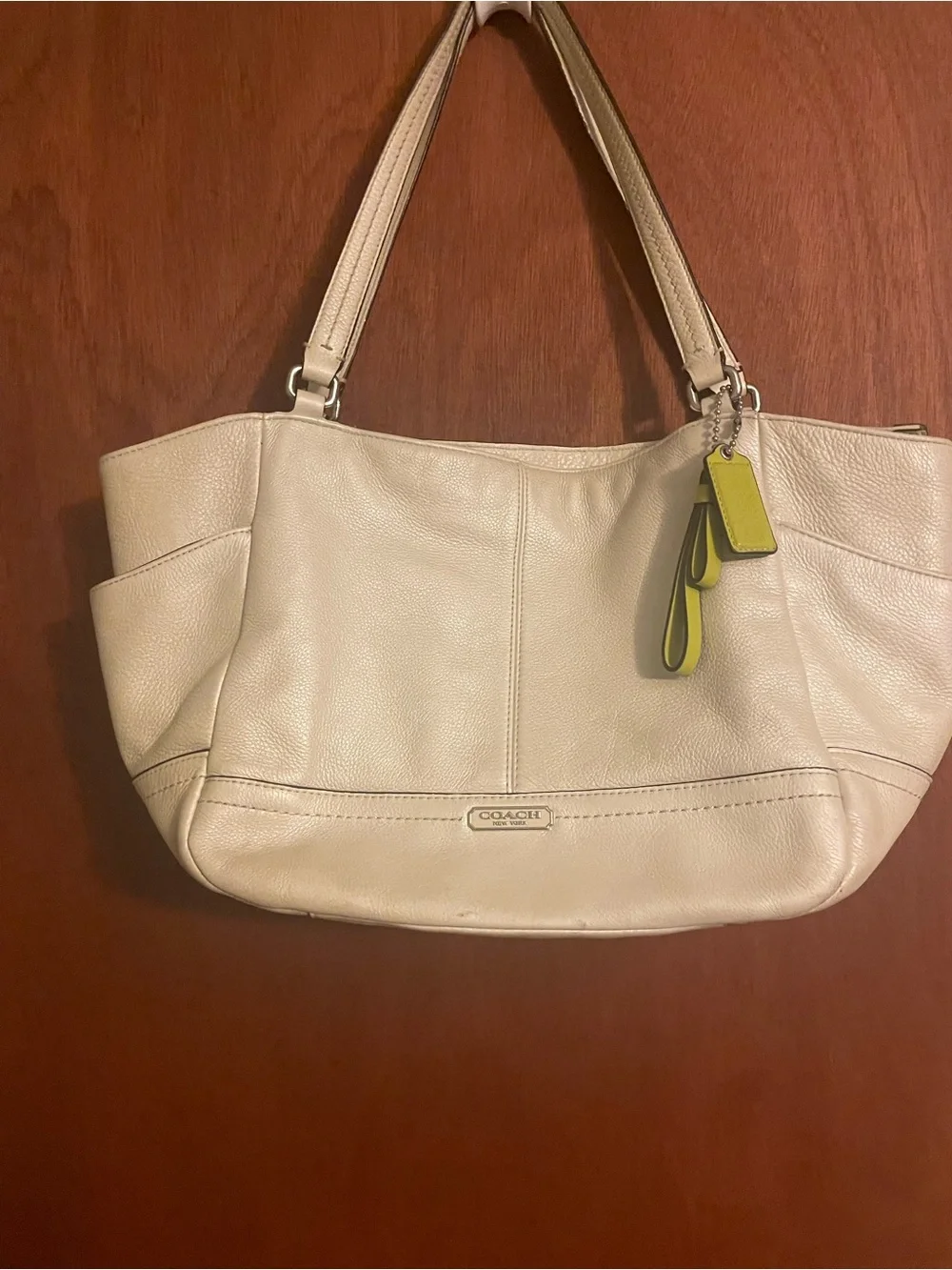Large Coach Leather Shoulder Tote in Cream with Yellow Tag. Bundle and save!!!